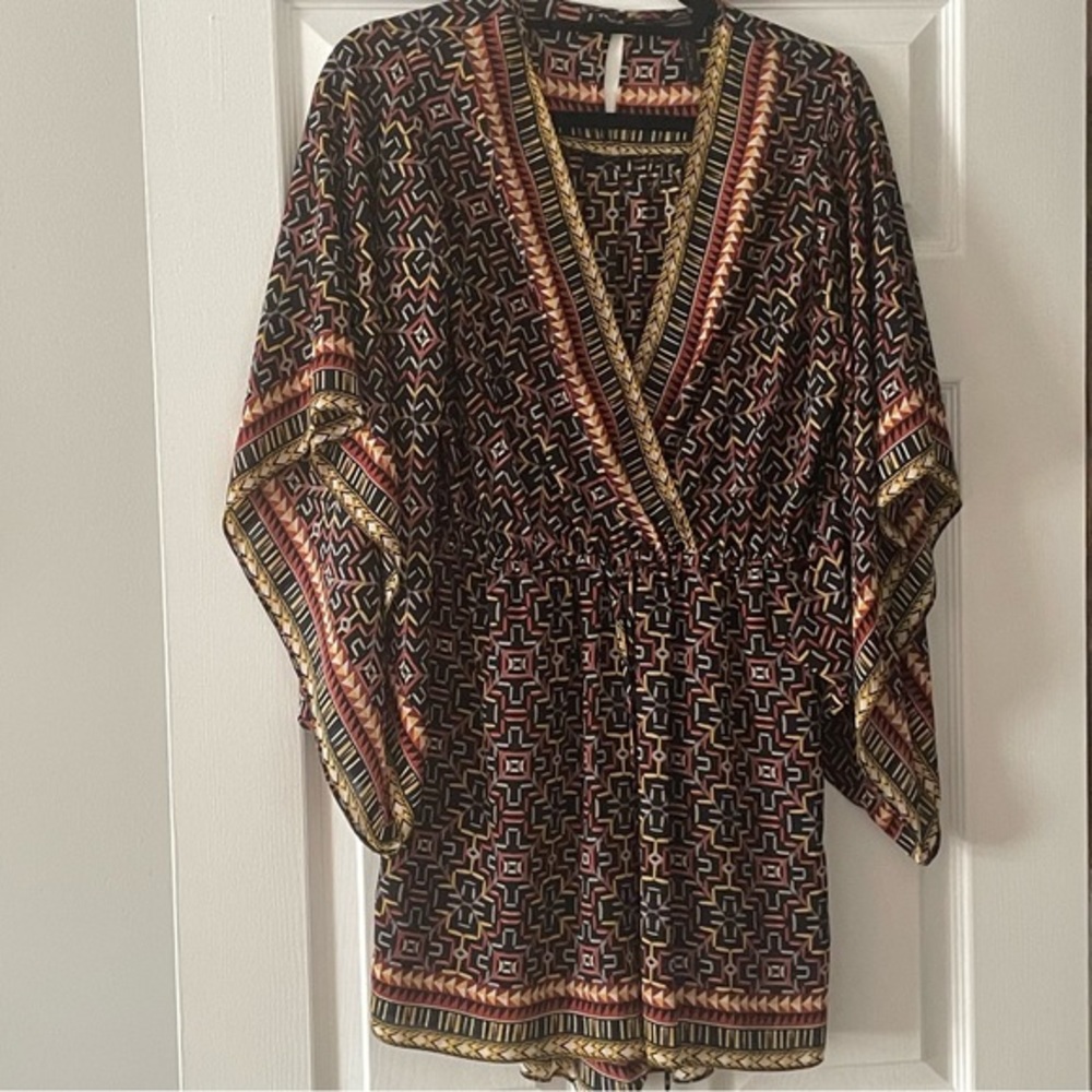 BCBGMaxazria Printed Romper Aztec Print Kaftan Size XS - Picture 3 of 5